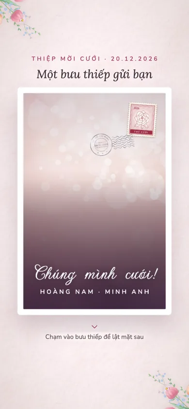 Bìa mẫu thiệp Bưu Thiếp Hoa: bưu thiếp hoa pastel lật mặt sau
