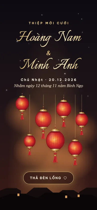 Bìa mẫu thiệp Đèn Lồng: thả đèn lồng lên trời