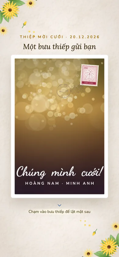 Bìa mẫu thiệp Hướng Dương: bưu thiếp hướng dương lật mặt sau