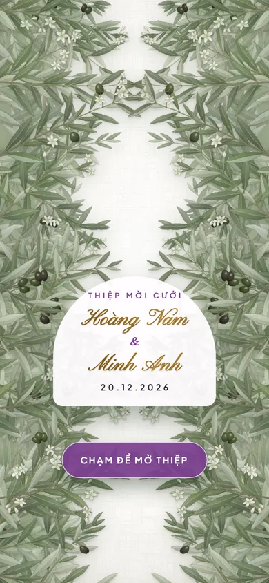 Bìa mẫu thiệp Lan Rừng: tán ô liu rẽ đôi, lan rừng tím