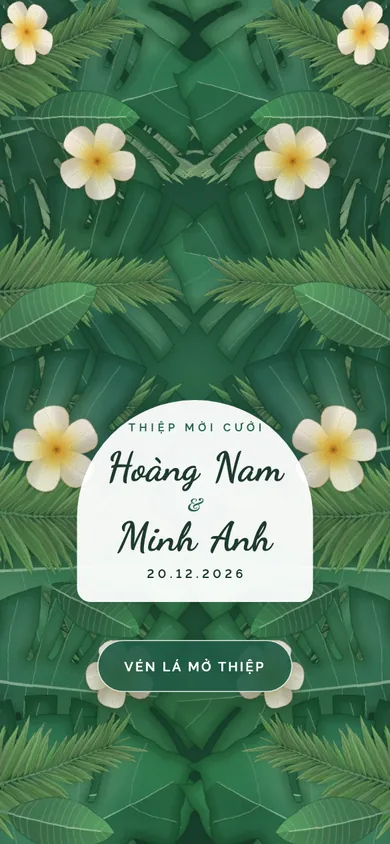 Bìa mẫu thiệp Nhiệt Đới: vén tán lá nhiệt đới