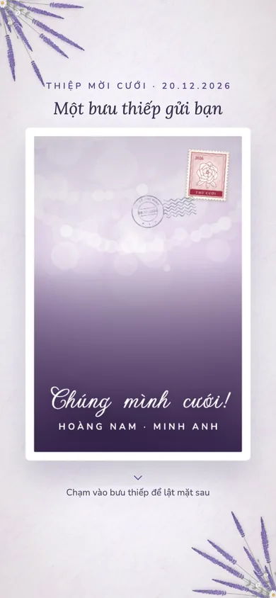 Bìa mẫu thiệp Oải Hương: bưu thiếp lật mặt sau