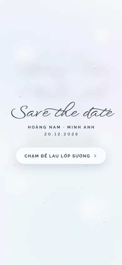 Bìa mẫu thiệp Pha Lê: lau lớp kính sương